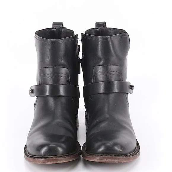Rag & Bone Black Leather Moto Boots, Size 9 - Picture 2 of 9